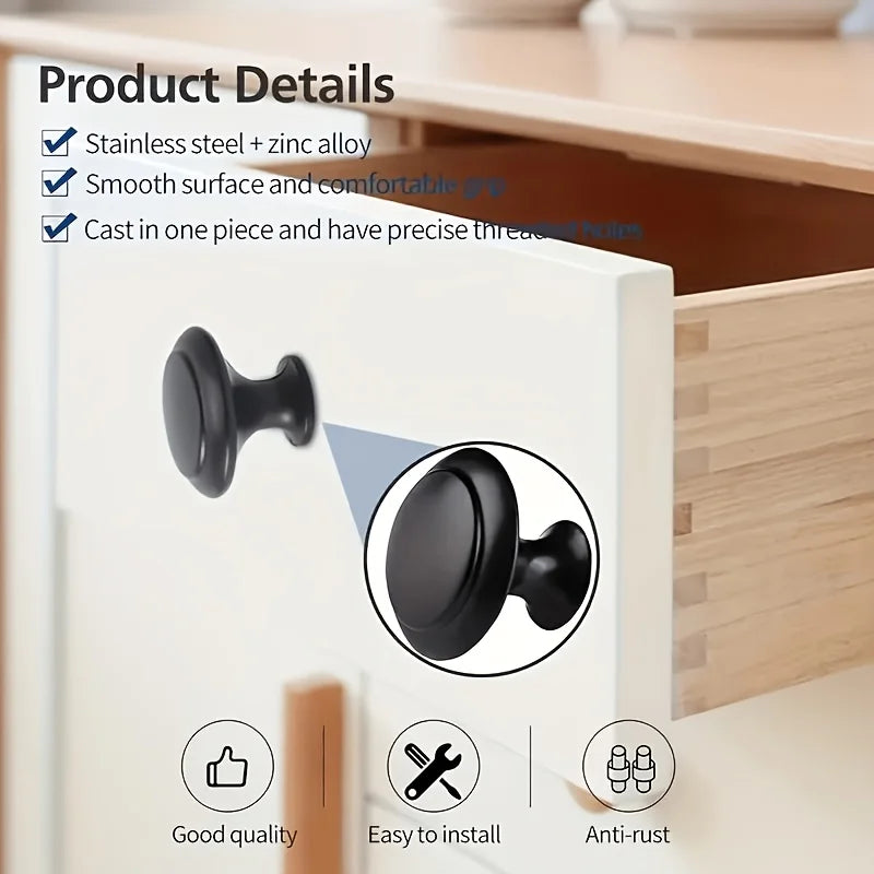 5 Knobs + 5 Screws Round Alloy Handle with Screw ,Suitable for Kitchen, Bathroom And Bedroom Drawers And Doors, Handles Qme
