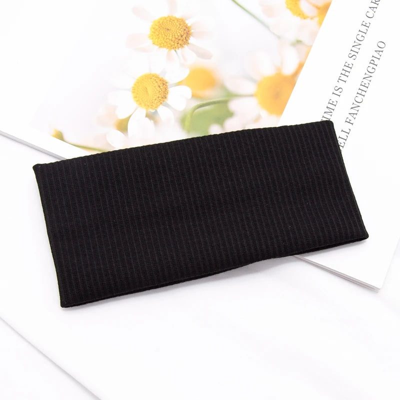 Women Solid Yoga Knitted Headband Cotton Wide Turban Twisted Knotted Qme