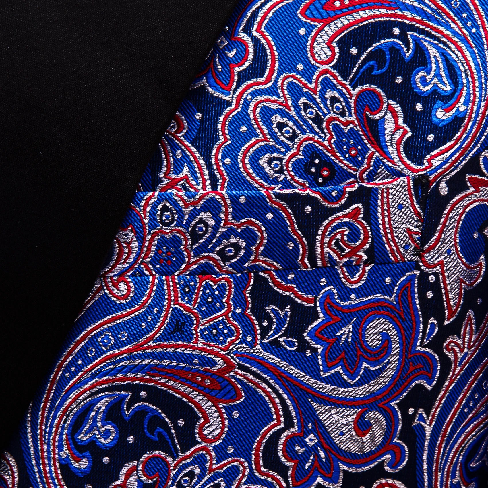 Men's Blue Red Paisley Jacquard Shawl Lapel Tuxedo Blazer Single Qme