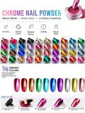 36 Boxes Metallic Mirror Chrome Nail Powder Aurora Shimmering Gold Qme 1 set