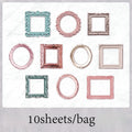 10 Sheets/Bag Window Frame Hollow Embossed Collage Cards for Scrapbook Journal DIY Planner Phone Case Notebook Decoration Gift Qme 8