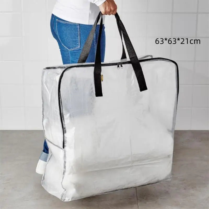 Transparent Large Capacity Woven Closet Sort Waterproof Double Zipper Qme A1