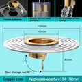 Brass Floor Drain Core Fast Drainage Insect Proof Sink Shower Plug Qme White copper core