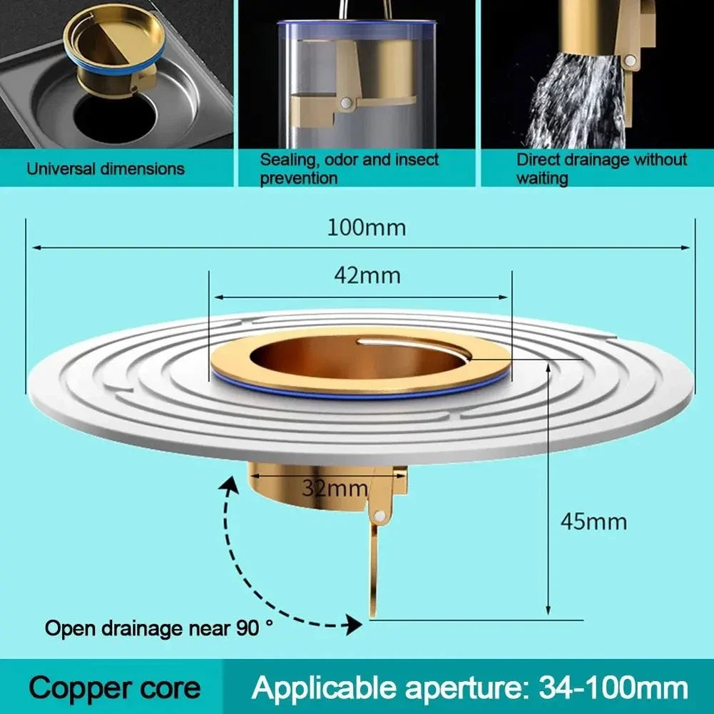 Brass Floor Drain Core Fast Drainage Insect Proof Sink Shower Plug Qme White copper core