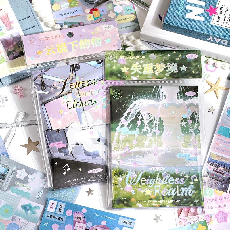 24/48 Sheets Die cut Stickers book Cartoon Aesthetics Decorative handmade Scrapbooking supplies Japanese Stationery Stickers Qme
