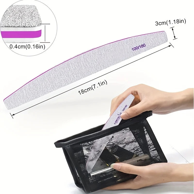 10Pcs nail file, 100/180 grit, durable sandpaper, high flexibility, odorless nail styling tool for manicures and pedicures Qme