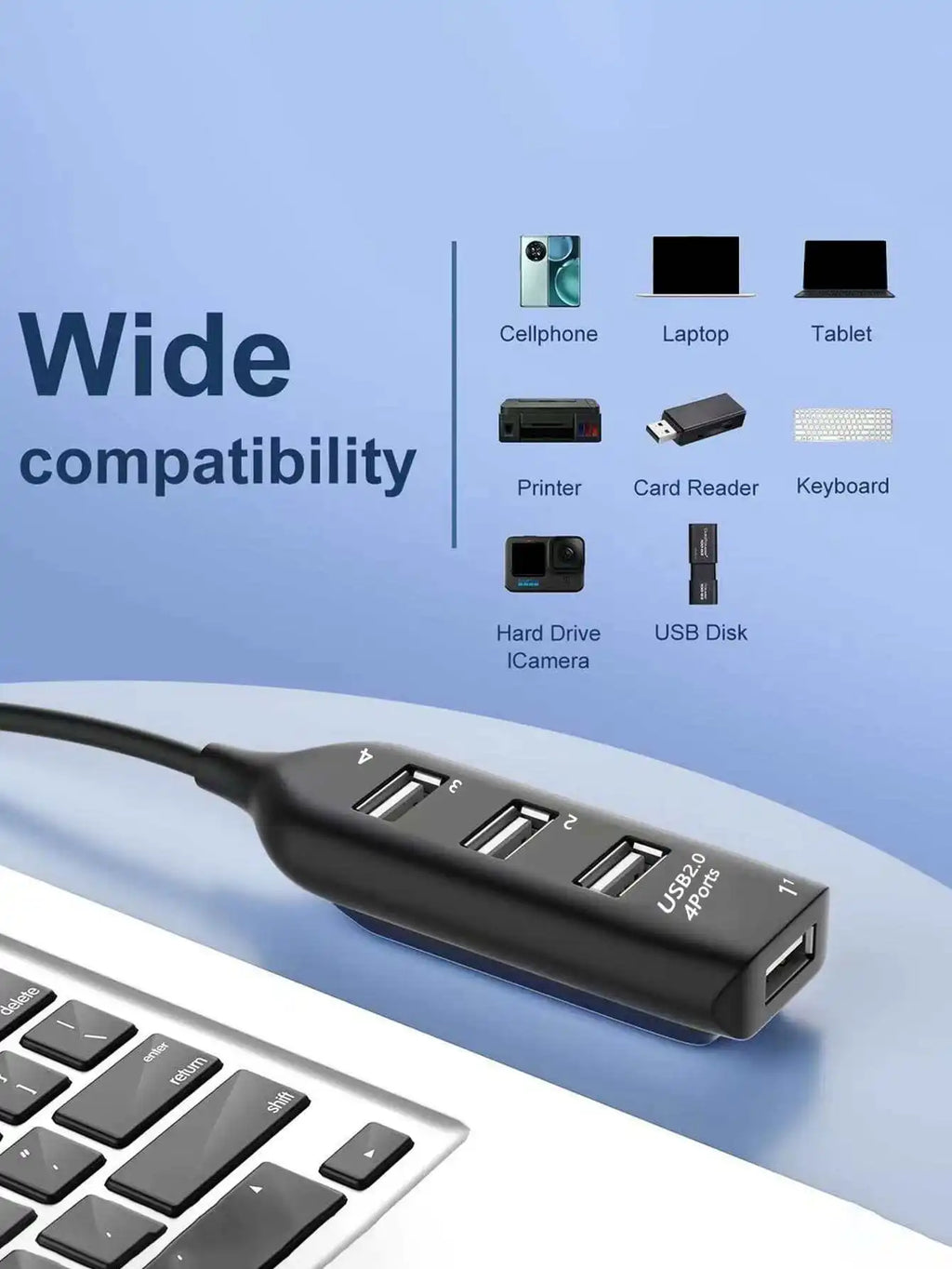 4-port USB Hub Distributor One Four USBp Sockets Qme
