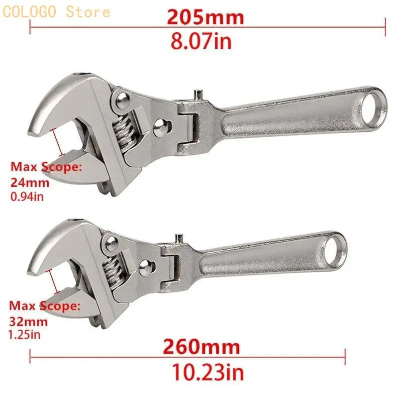 Adjustable Ratchet Wrench 180 Rotating Head Repair Conditioning B D0LD Qme