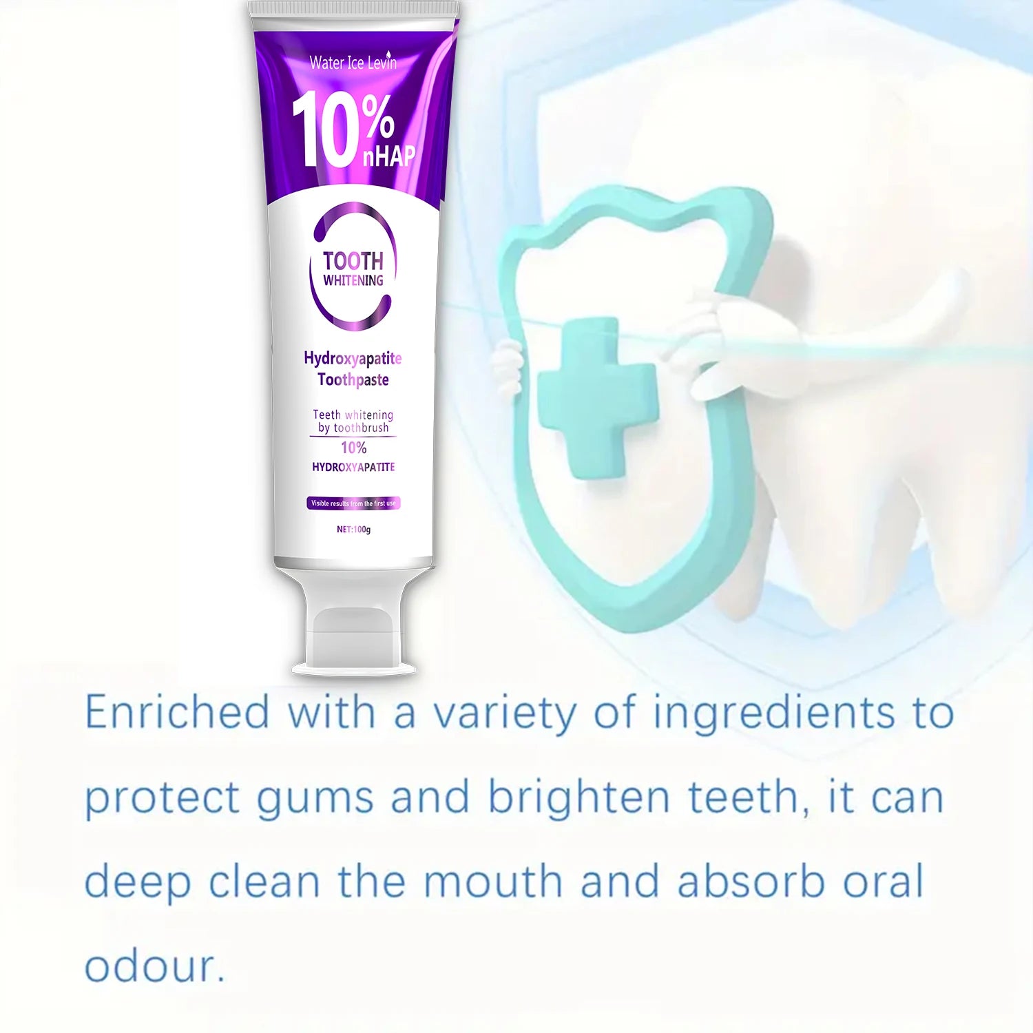 Oxide Tooth Whitening Hydroxyapatite Toothpaste Toothbrush for Whitening Teeth 10% Hydroxyapatite Visible Results with First Use Qme