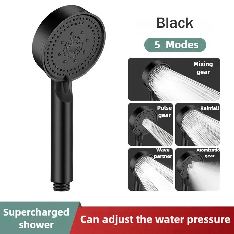 5 Modes Pressure Boost Shower Head Multifunction Adjustable Large Water Shower Nozzle Massage Bathroom Accessory Rain Shower Qme Shower head