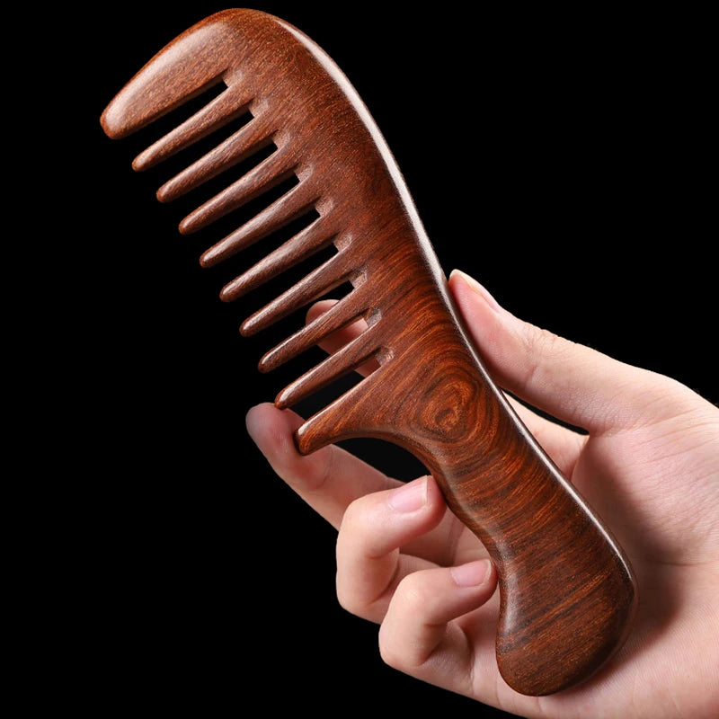 Natural Sandalwood Hair Combs Anti-static Wooden Comb Massager Care Qme