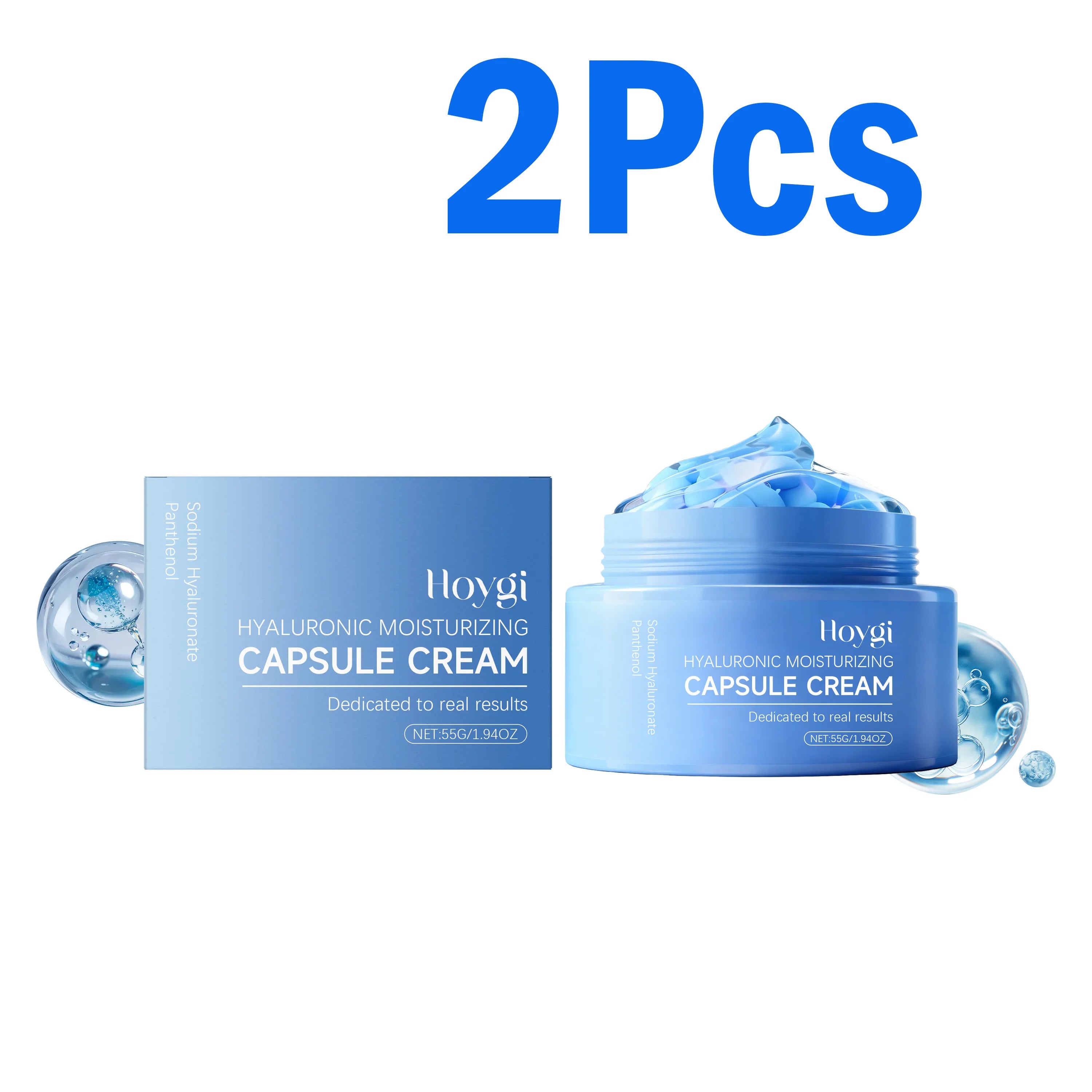 Hyaluronic Acid Moisturizing Capsule Cream Deep Hydration Skin Soothing Improves Texture Barrier Two-Component Moisturizer Qme 2 x 55g Boxed