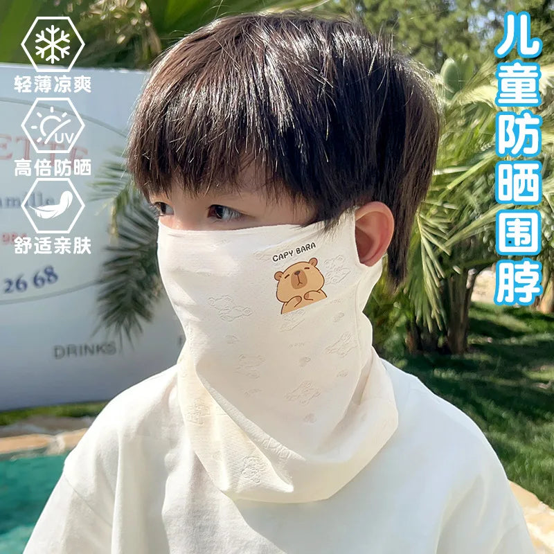 Melody Kuromi Sun Protection Face Mask Lightweight, Breathable Ice-Silk Sun Protection Mask for Students UV-Protective Mask Qme 4