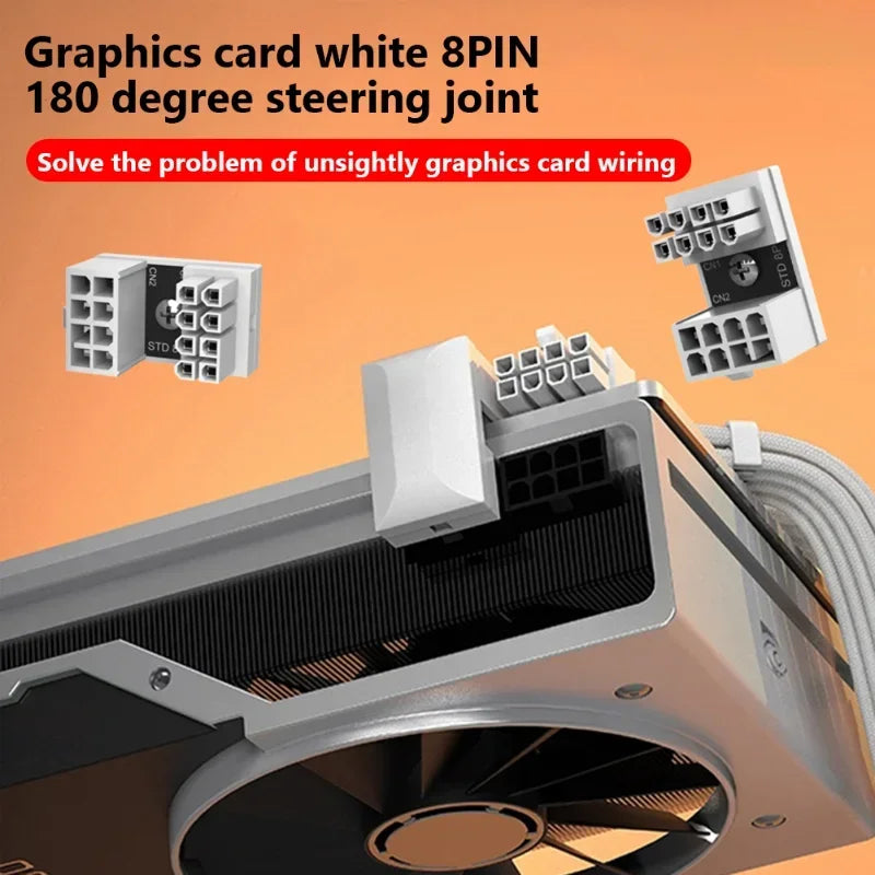 ATX GPU VGA PCIe 8 Pin 6Pin U to 180 Degree Angle Connector Power Adapter Board for Desktop Video Card Graphics Reverse Type Qme