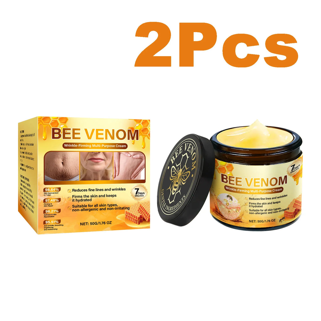 Bee Venom Firming Cream Anti-Wrinkle Lifting Face Moisturizer with Hyaluronic Acid Reduce Fine Lines Multipurpose Bee Venom Crea Qme 2 x 50g Boxed