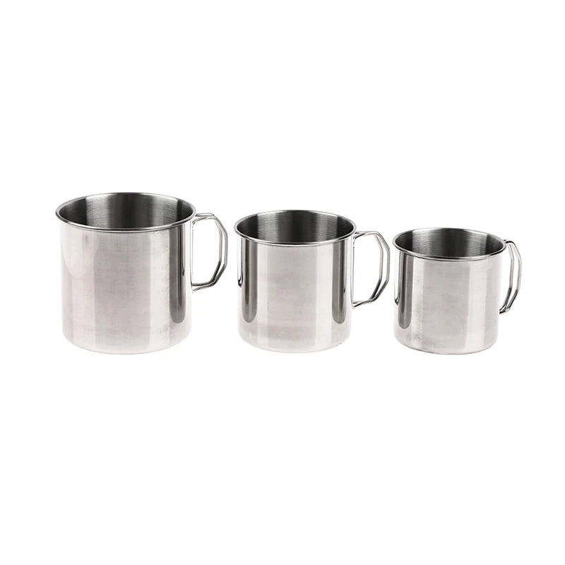 Stainless Steel Folding Handle Cup Portable Carabineroutdoor Camping Qme