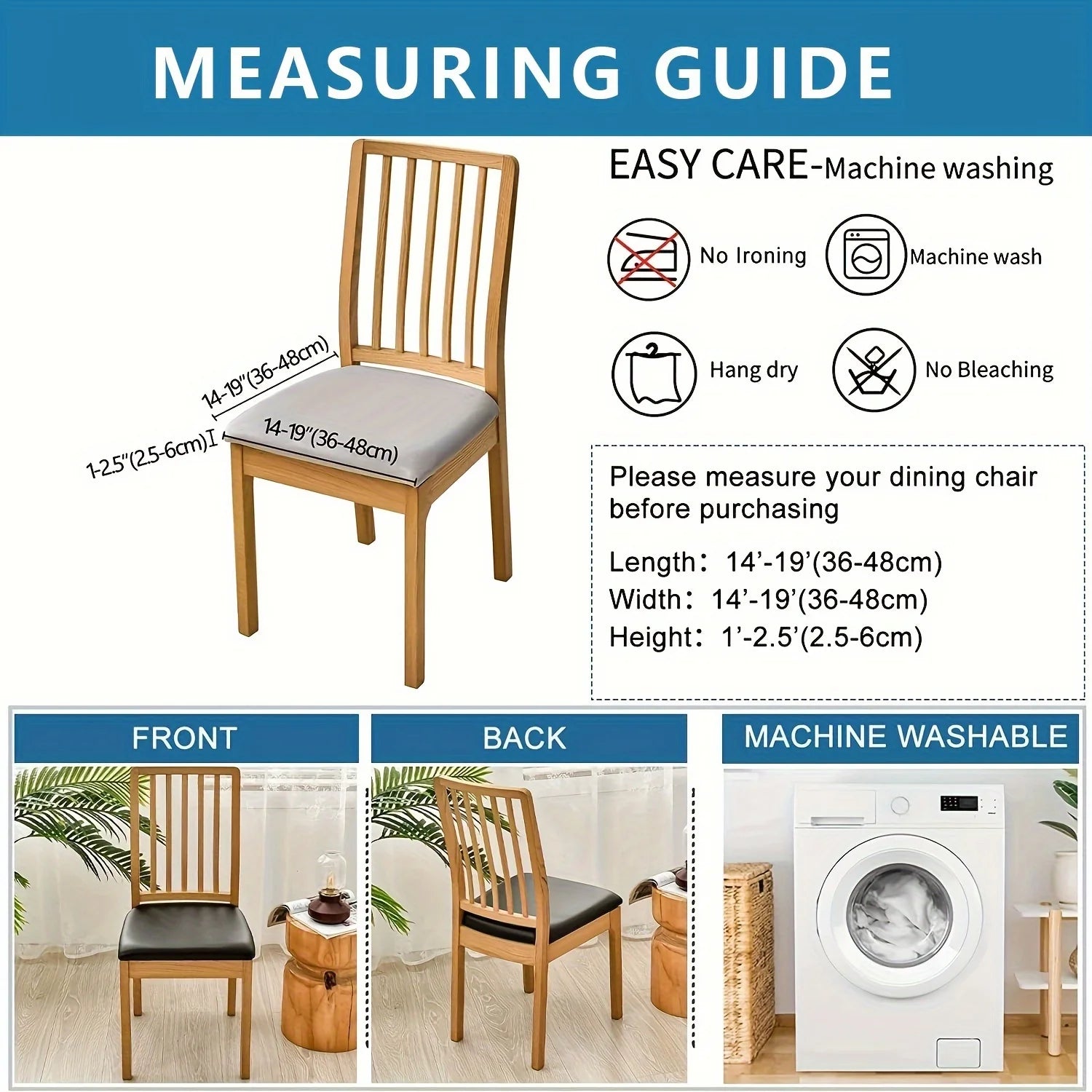 Dining table and chair covers - Detachable seat covers for dining chairs, suitable for use in restaurants, kitchens, hotels Qme