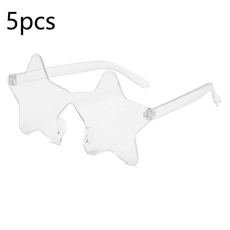 Star Shaped Rimless Sunglasses Colorful Transparent Party Glasses Qme A8