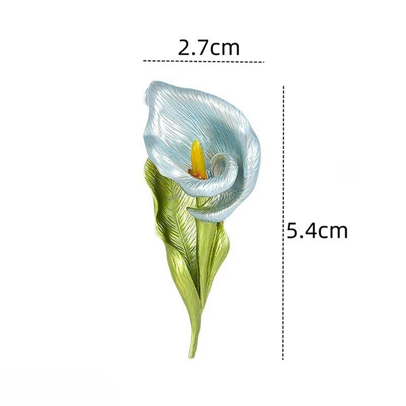 Pretty Lily Flower Brooches For Women Unisex 4-color Enamel Plants Party Office Brooch Pin Gifts Qme