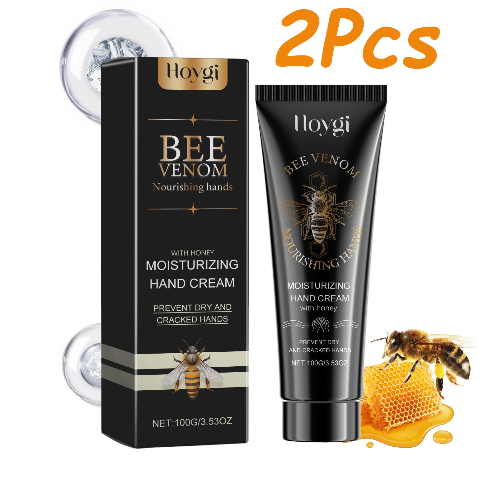 Bee Venom Hand Cream Moisturizing Anti Crack Fast Absorption Non Greasy Nourishing for Dry Cracked Skin Improve Skin Texture Qme 2pcs