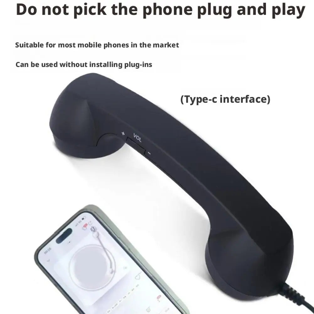Retro Telephone Receiver Type-C 3.5mm Microphone Handset Directly Plug Into Mobile Phone Handset For Mobile Phones Qme