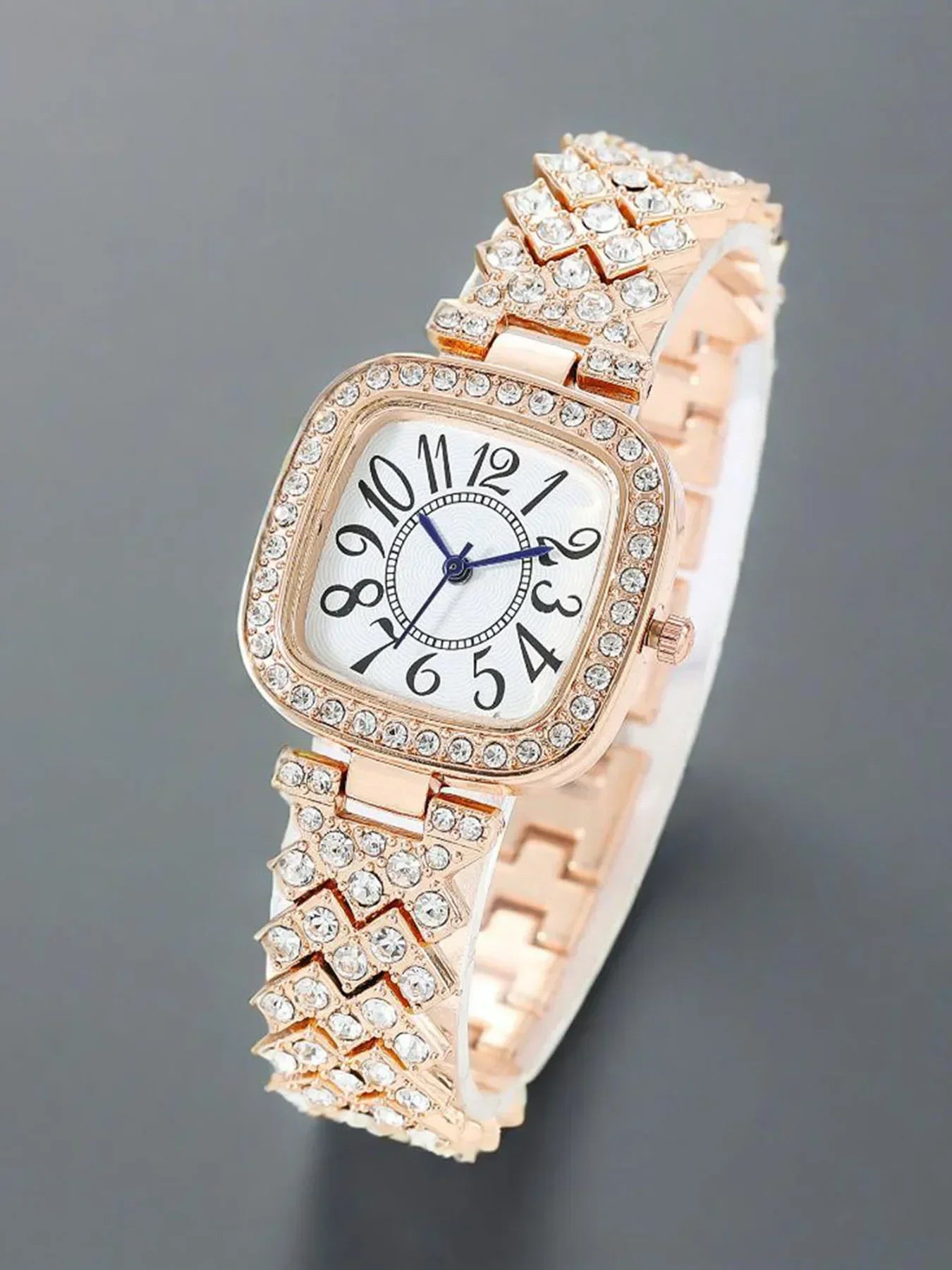 1pcs/set of square rhinestone alloy shell women's watch Starry Sky Fashion casual junior high school student watch Qme