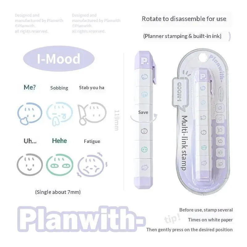 Cute Kawaii Multilink Mood Stamp Lightweight INS Decor Journal Qme A3