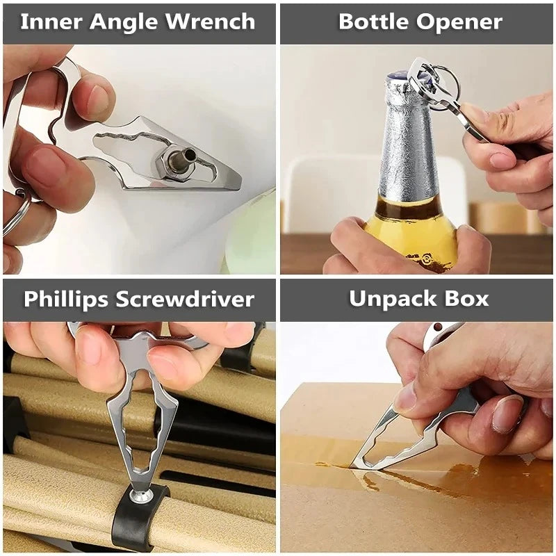 Self Defense Weapons Outdoor EDC Survival Tool Defence Personal Keychian Stinger Bottle Combination Opener Wrench for Men Women Qme