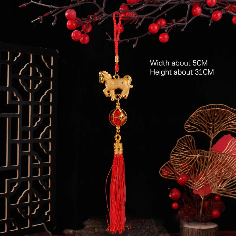 1/10Pcs 2026 Year Of The Horse Wall Hanging Car Ornament Chinese New Year 3D Horse Lantern Red Gold Pendant Lucky Decor Gifts Qme A2