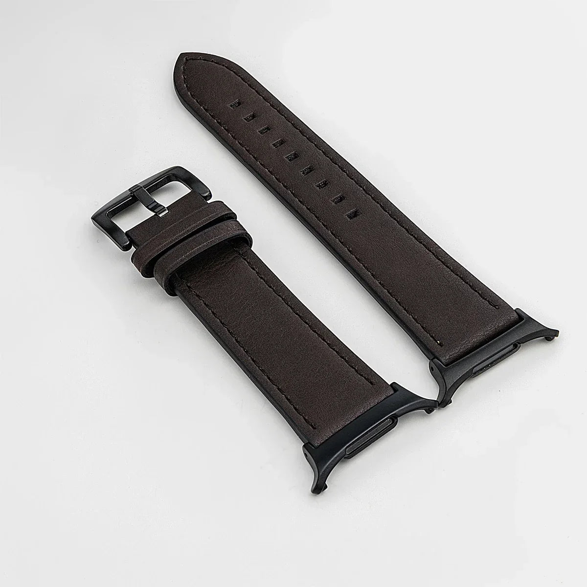 Leather Band for Samsung Galaxy Watch 7 Ultra 47mm No Gaps Strap SmartWatch Bracelet for Galaxy Watch 7Ultra Wristband Correa Qme DBrown Black Galaxy Watch 7 Ultra