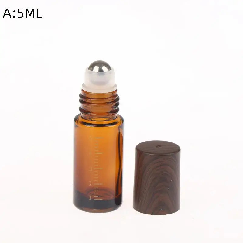 Glass Roll Bottles Plastic Wood Grain Cap Sample Roller Ball Vials Qme 5ML A
