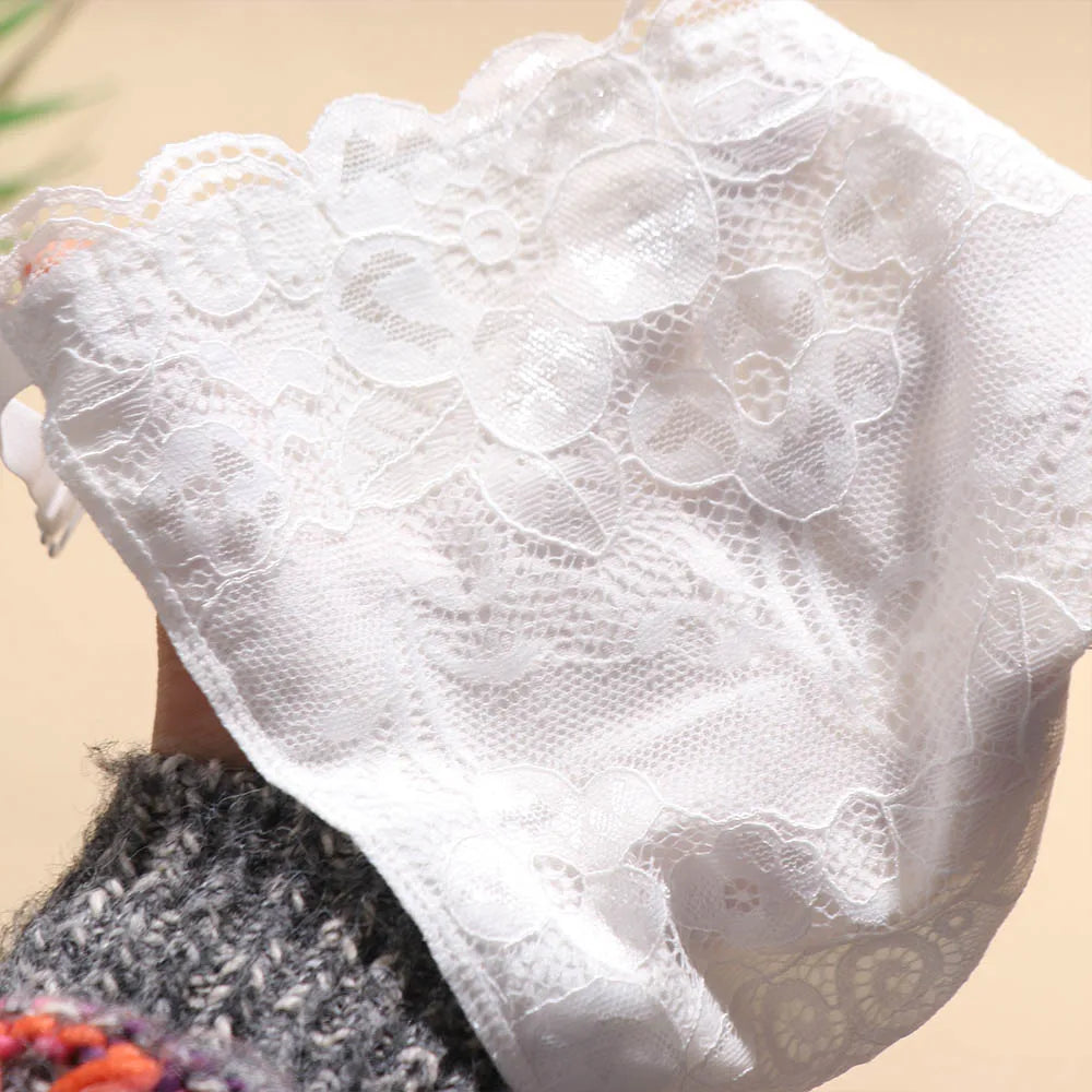 Flower Strapless Insert Wrapped Chest Double Layer Mesh Lace Qme
