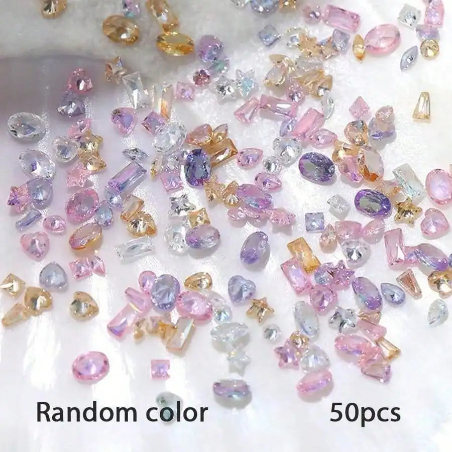 50 100 Colorful Zirconia Mini Nail Rhinestones 3D Charms Jewelry Art Qme 50cpcs