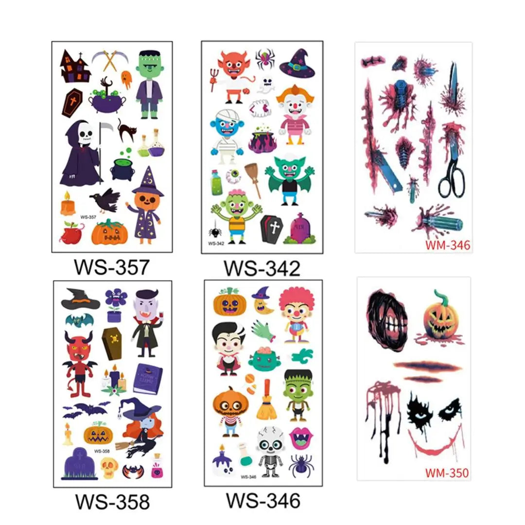 A 10 Sheets Halloween Pumpkins Tattoo Sticker Temporary Fake Tattoo Arm Hands Body Waterdichte Tatouages Pour Kids Toy Gift Qme 6pcs WS-342WM350