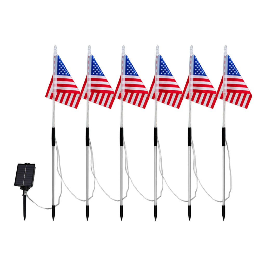 American Flag LED Solar Flag Light for Outdoor Garden Courtyards Decoration Light USA 250th Anniversary Party DIY Decor Qme