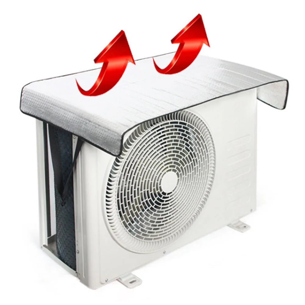 1Pc Aluminum Foil Air Conditioner Outdoor Unit Cover Waterproof Sunshade Energy Saving-Shield For AC Compressor 120x60cm Silver Qme 120x60CM