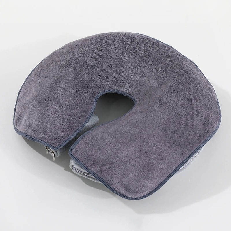 Microfiber Head Pad Towels U-shaped Facial Pillow Covers Thickened Qme Dark gray