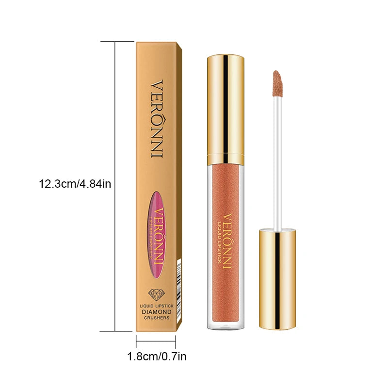 VERONNI Diamond Pearlescent Lip Gloss 10 Colors Non-stick Mermaid Qme