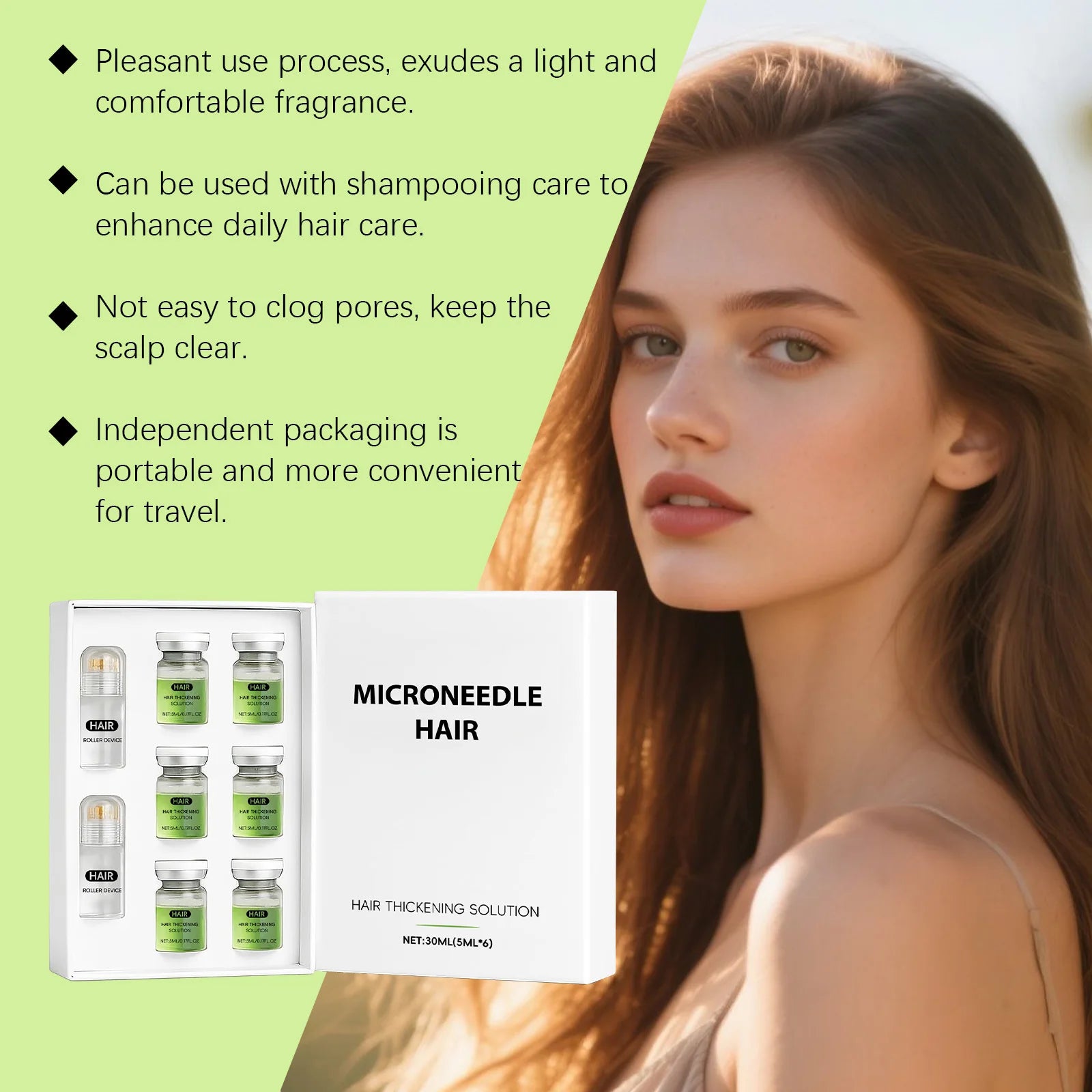 Hair Essential Care Serum Microneedle Roller Set Hair Follicle Care Nourishing Scalp Hair Care Hair Thicken Conditioner Essence Qme