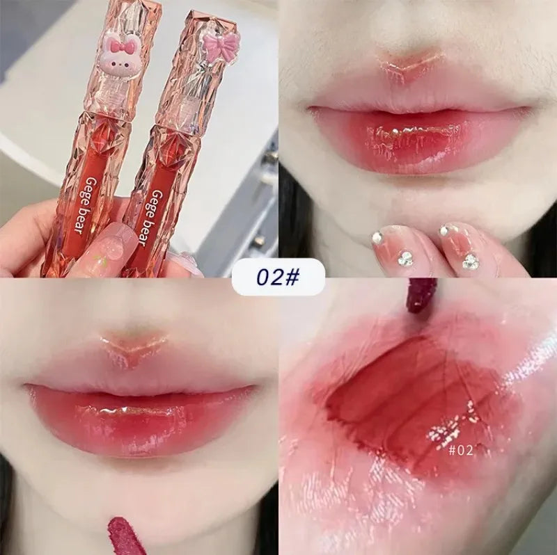 Gege Bear Crystal Mirror Water Lipgloss Hydratant Ultra-hydratant Qme GX1057-02