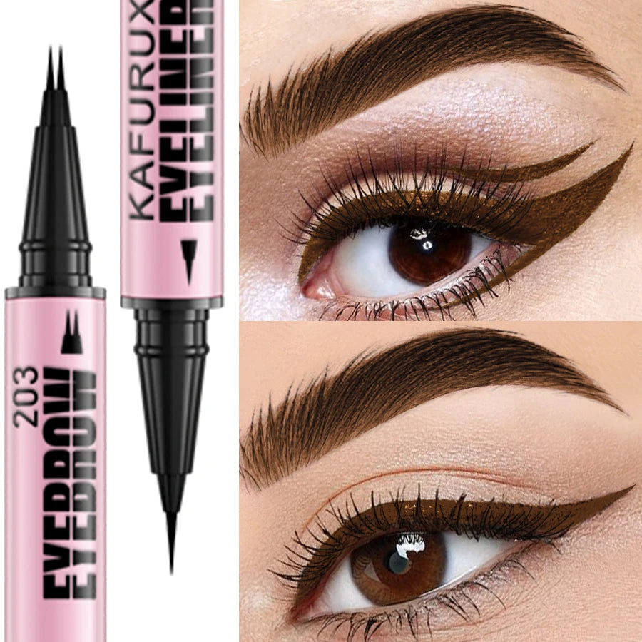 1 Waterproof 4 Colors Ultra Double-ended Eyebrow Pen Eyeliner Qme 203
