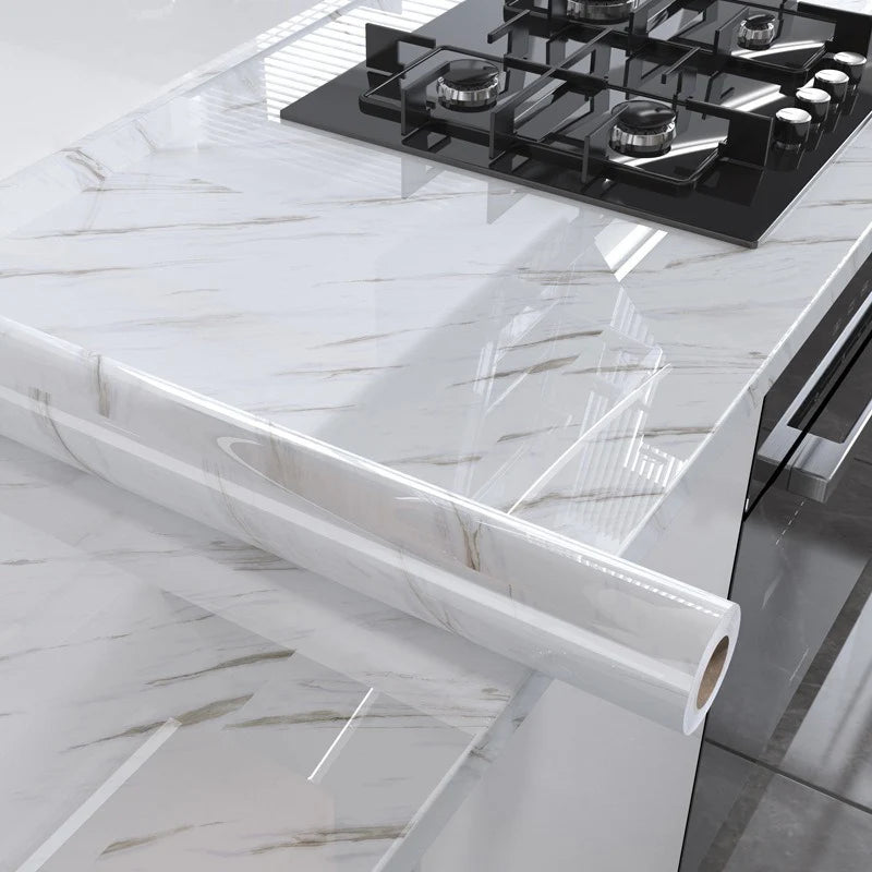 55CM Kitchen Stickers Home Decoration Waterproof and Moisture-proof Self-adhesive Stove Countertop Oil Fume Marble Wall Stickers Qme jueshibai 55cmX1m