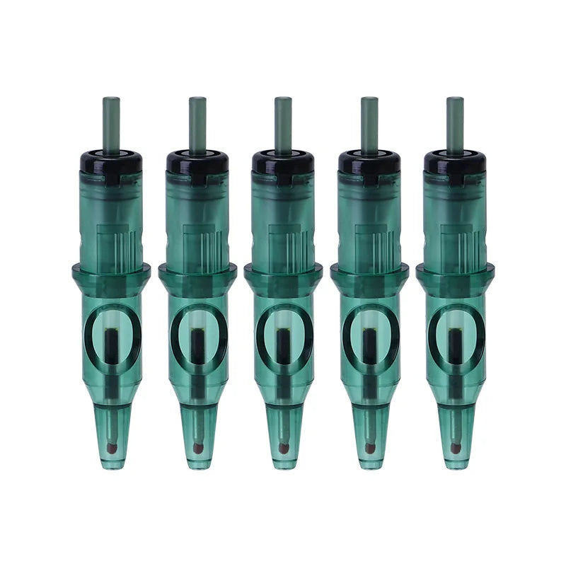 New Ball Point Pen Tattoo Cartridge Needles 5 Colors Practice Needles Drawing For Motor Tattoo Pen Grip Cartridge Supplies Qme 5PCS Green
