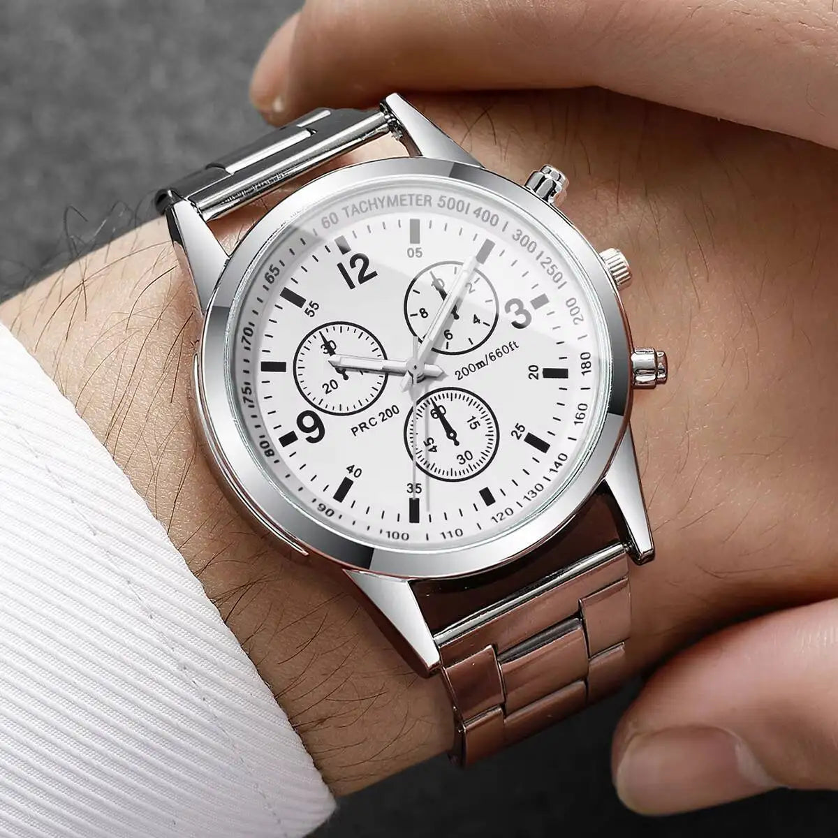 Relógio Quartz Aço Inoxidável para Homens, Relógios De Negócios, Banda Qme