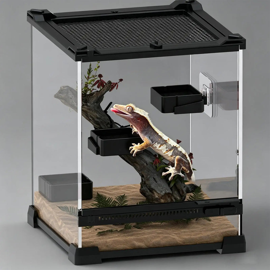 Gecko Food Dish Grade Wall Mount Universal Water Bowl Feeder Iguana Qme