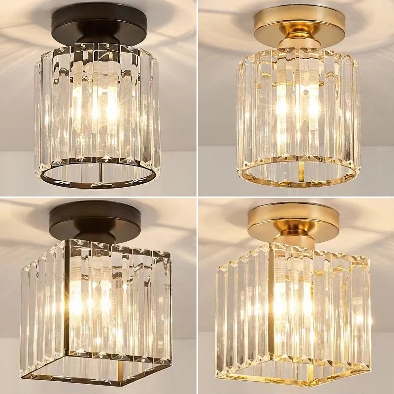 Nordic modern luxury crystal E27 ceiling light for bedrooms, corridors, restaurants, stairs, bathrooms, lighting fixtures Qme