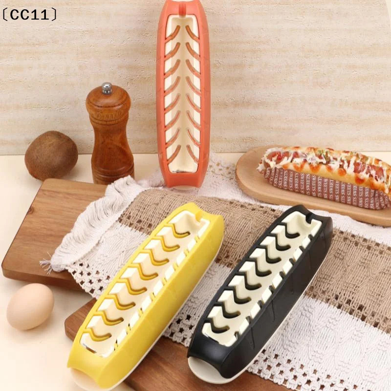 Kitchen Gadget Dog Sausage Slicer Tool Plastic Multifunctional Cutter Qme