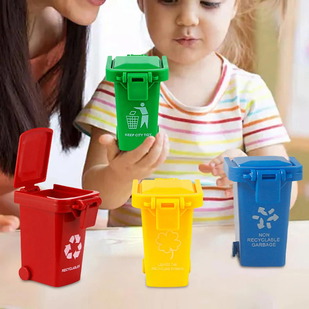 Toy Garbage Cans Lid Wheels Truck Toys Storage Portable Waste Holder Qme