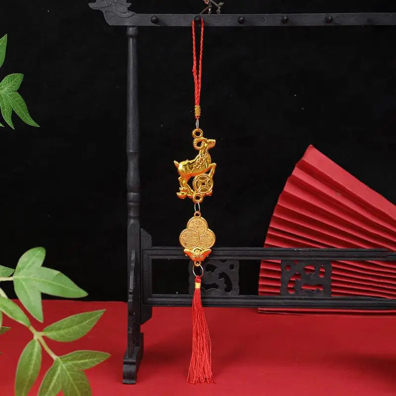 Chinese Year 2027 Goat Hanging Ornaments Gold Lucky Design Red