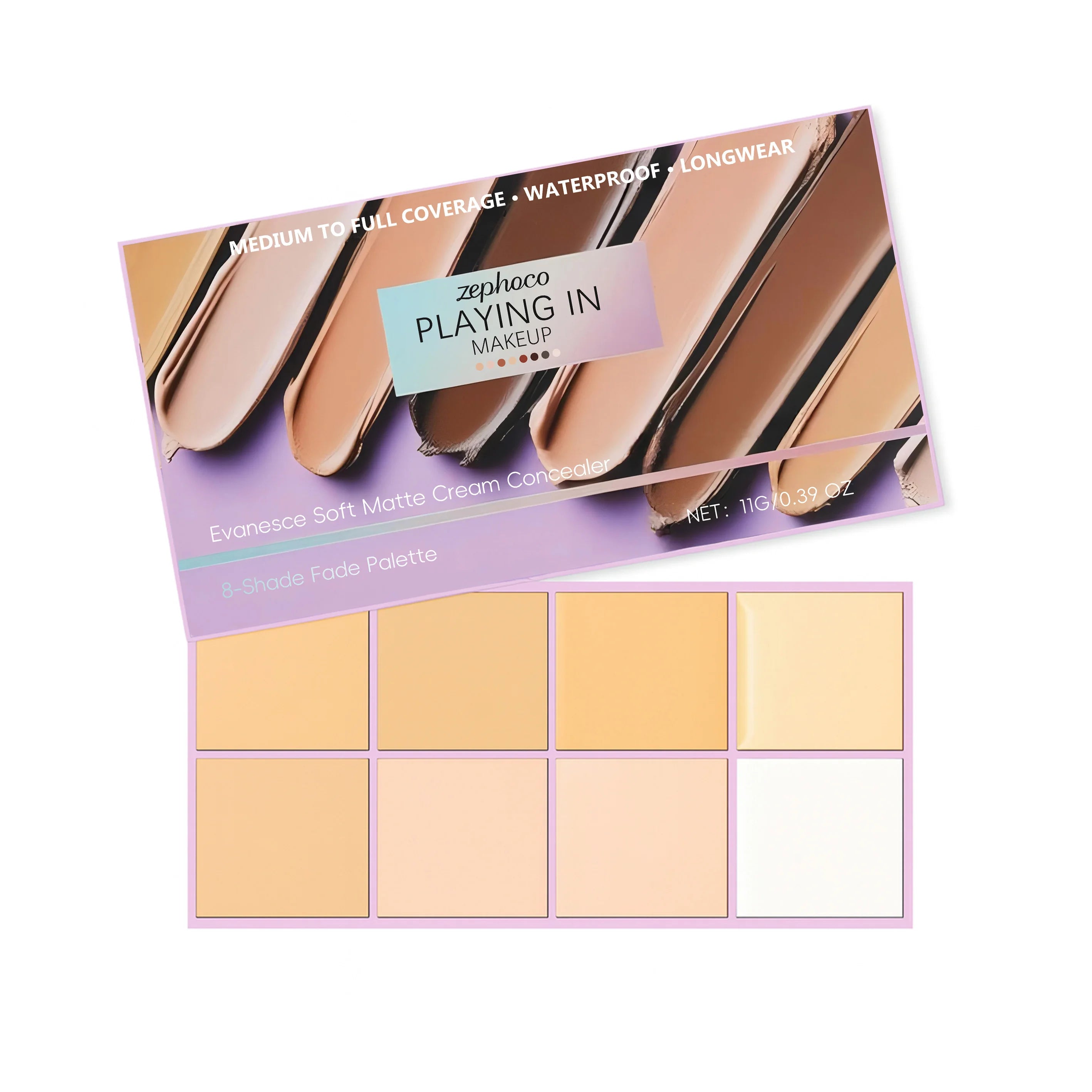 zephoco 8-Color Concealer Palette Full Coverage for Dark Circles Blemishes Acne Matte Lasting Brightening Skin Foundation Makeup Qme Light-toned Shades